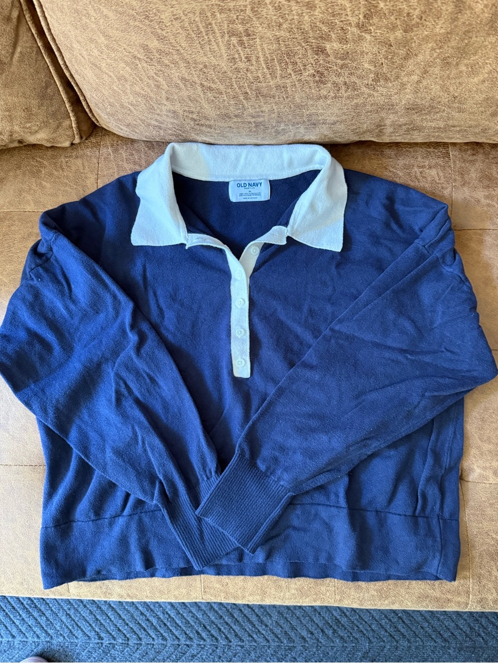 Old Navy Navy Blue Cropped Polo Sweater